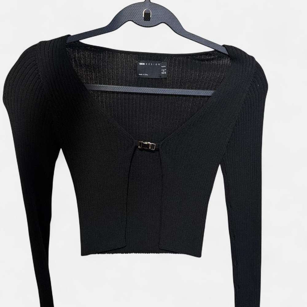 ASOS Design Black Ribbed Cropped Top